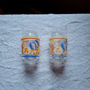 Vintage KIG Indonesia FRUIT THEMED 5" Tumblers set of 2 GUC SEE PICTURES